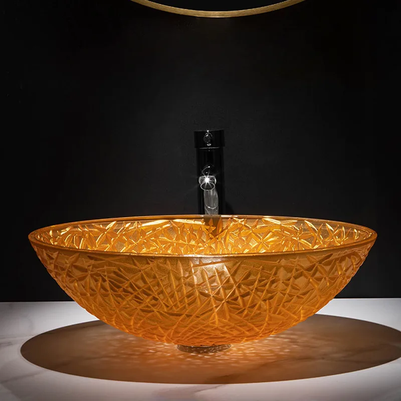 AB-BW21-006 Crystal Glass Basin Gold