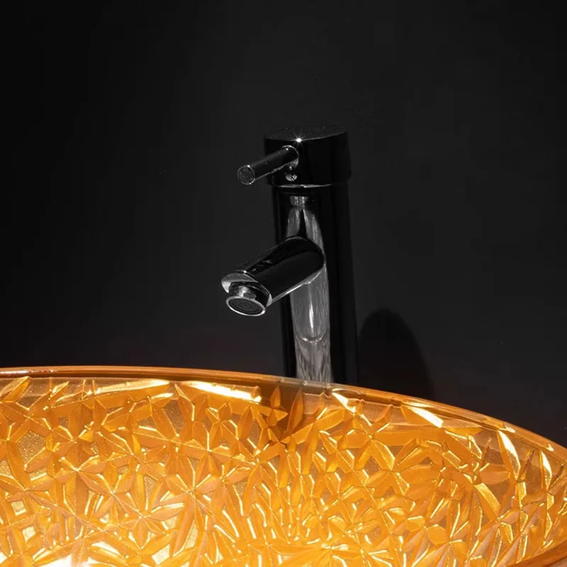 AB-BW21-006 Crystal Glass Basin Gold