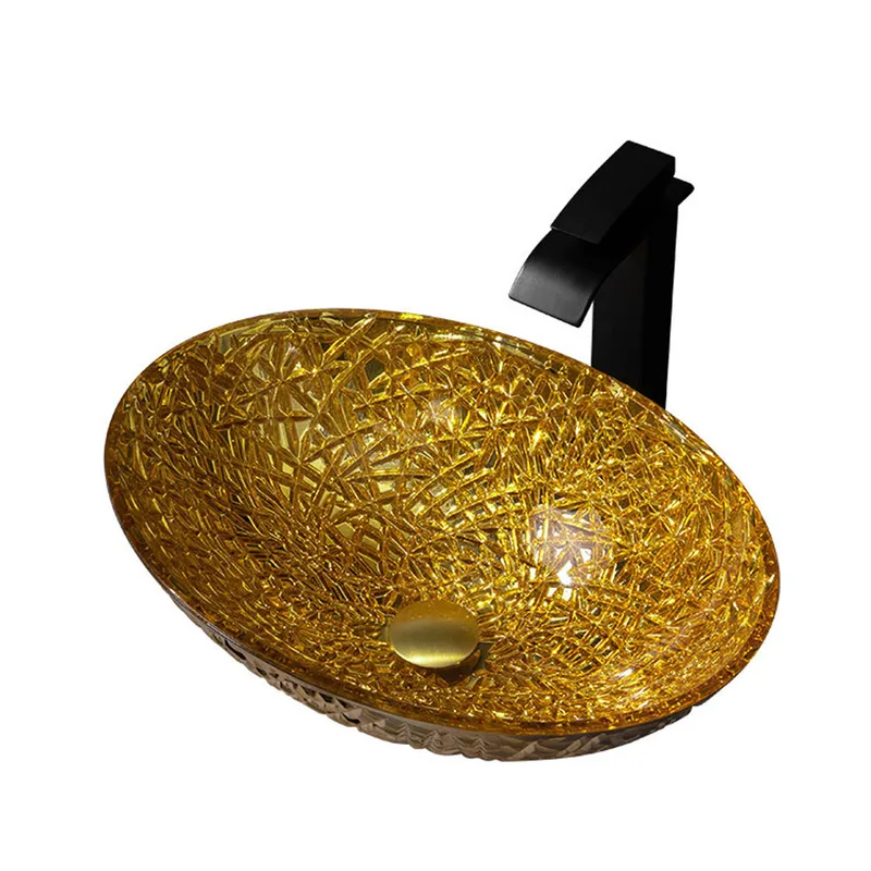 AB-BW21-023 Crystal Glass Basin Gold