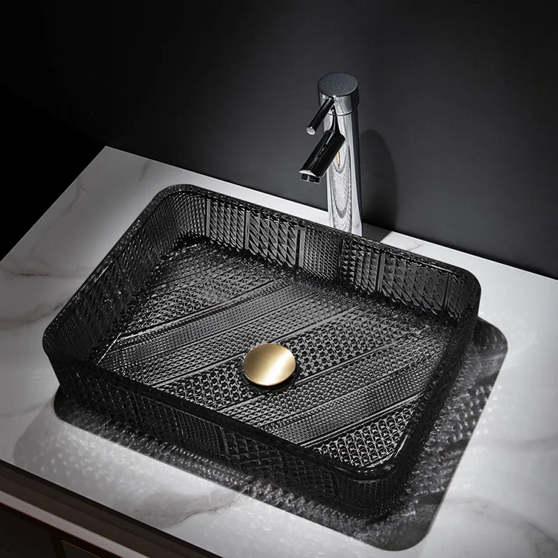 AB-BW21-050BK Crystal Glass Basin Black