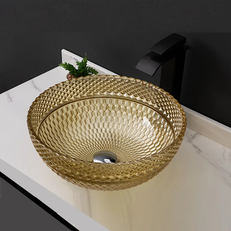 AB-BW21-093 Crystal Glass Basin Gold