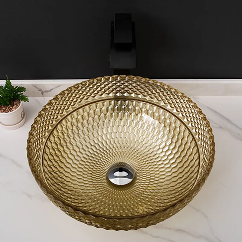 AB-BW21-093 Crystal Glass Basin Gold