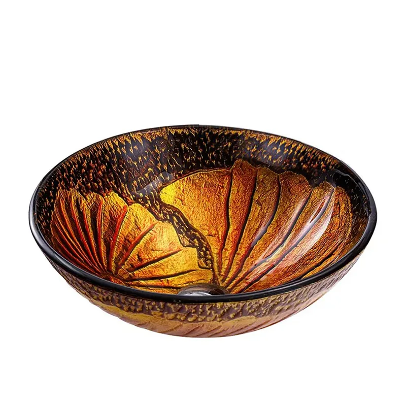 AB-BWY14032 Glass Basin Brown Orange