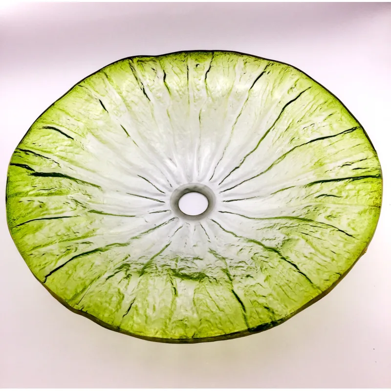 AB-BWY1625 Floral Green Glass Basin