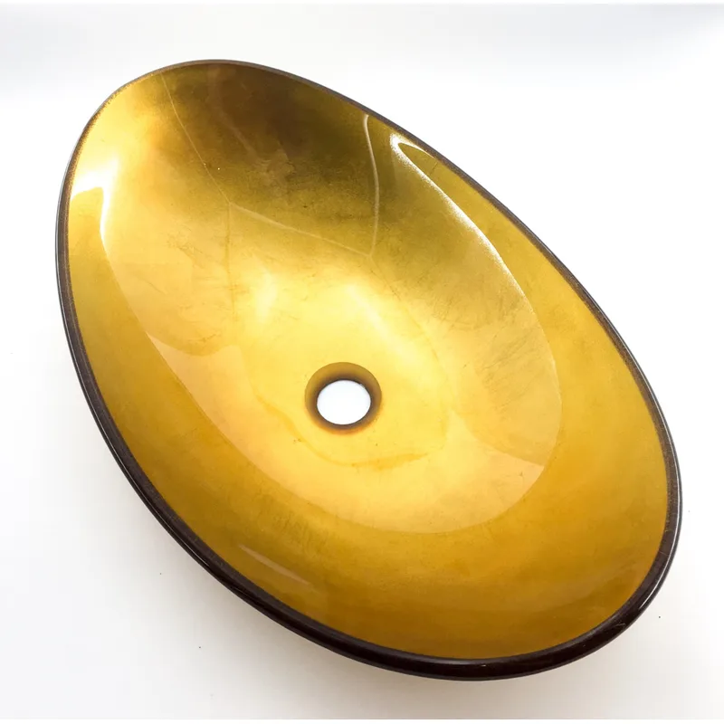 AB-CUS2-GOLD Oval Glass Basin