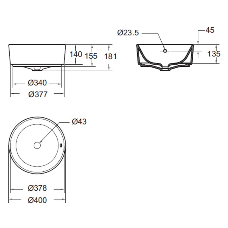 American Standard 0509 Counter Top Basin