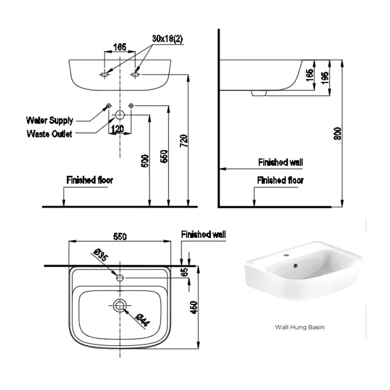American Standard CCAS0262-0010410F0 Loven Wall Hung Basin
