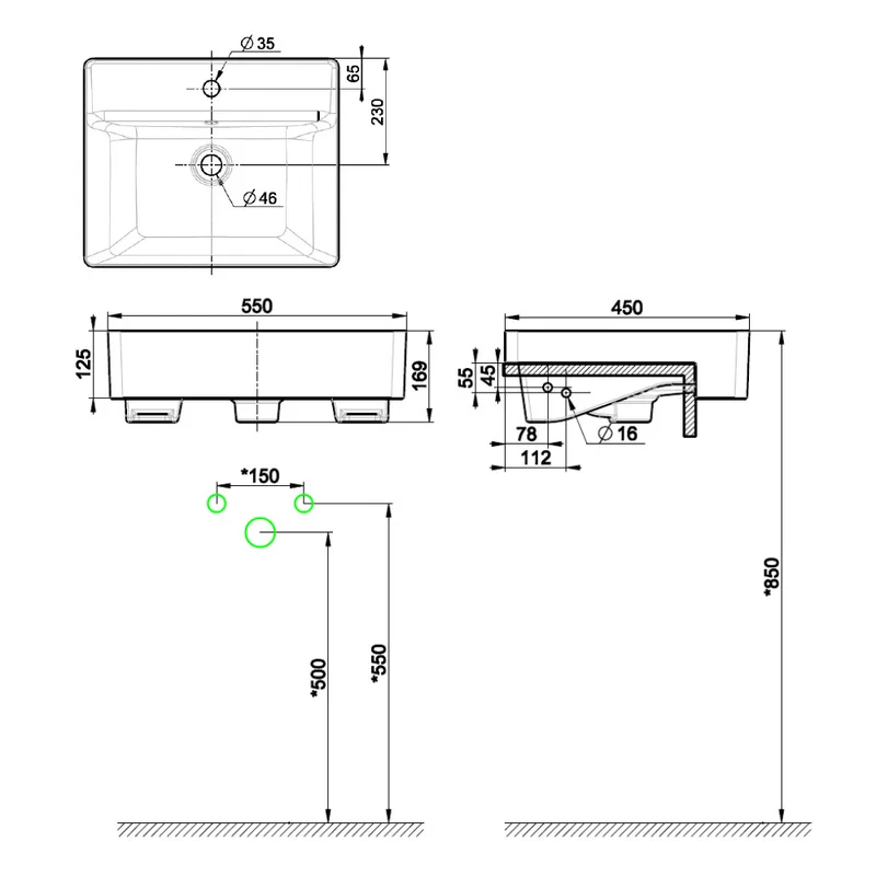 American Standard CCASF419-1010411F0 Acacia SupaSleek Semi-Countertop Basin