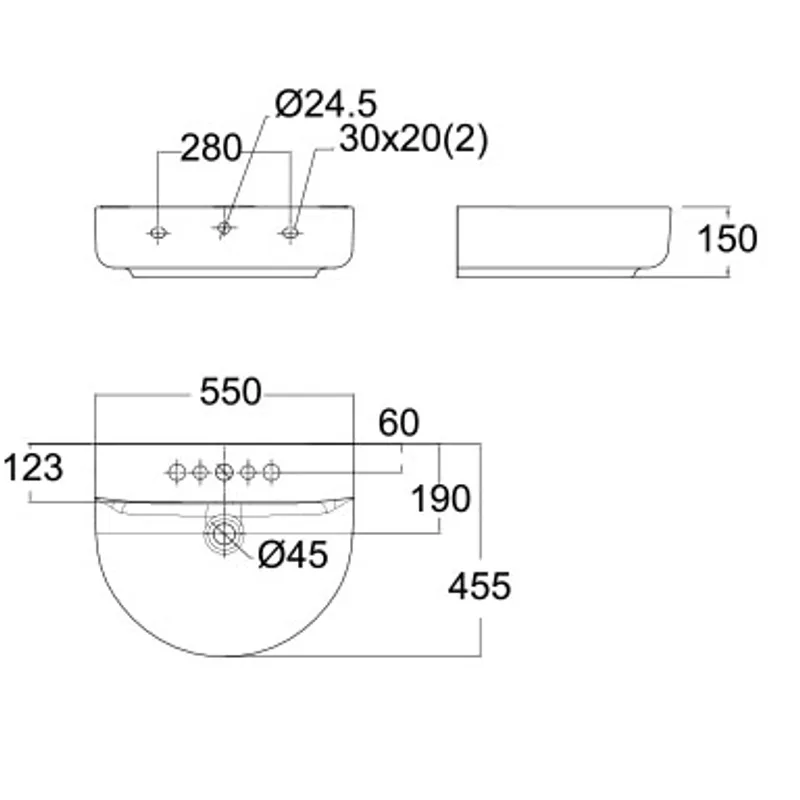 American Standard CL0553 Wall Hung Basin