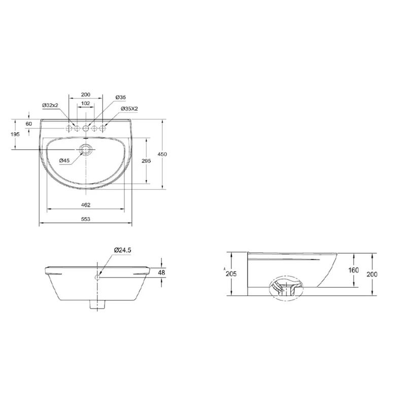 American Standard CL0953 Neo Modern Wall Hung Basin
