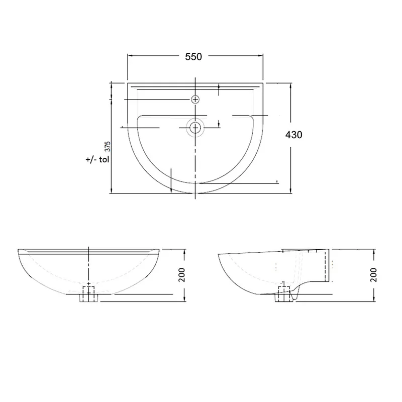 Arino CB-4018A-WT Wall Hung Basin