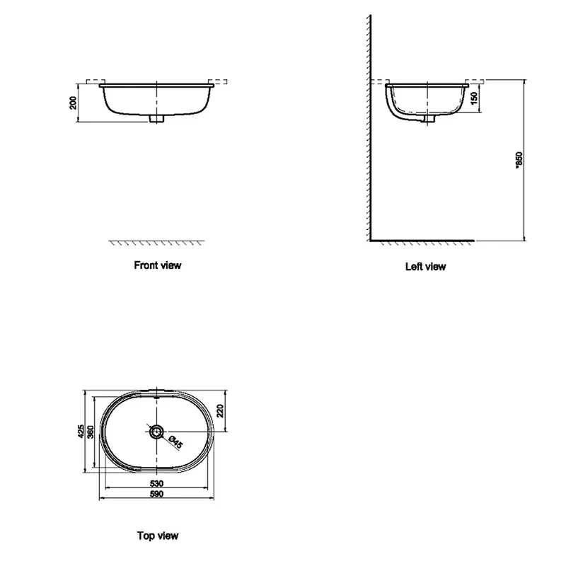 Axent ONE-C L305-4101-M1 Under-Counter Wash Basin