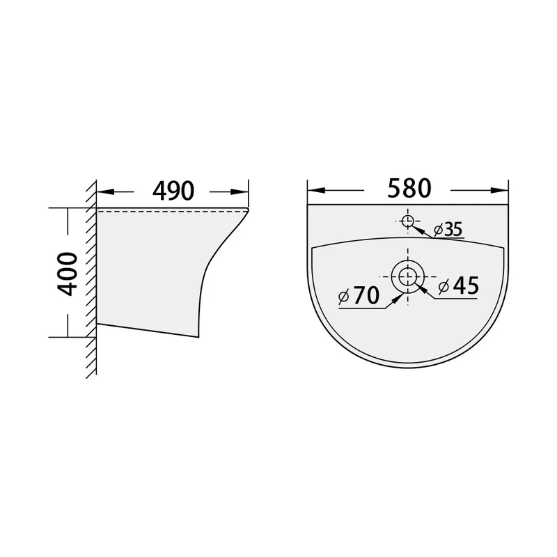 BC-FJH-5300B Wall Hung Ceramic Basin