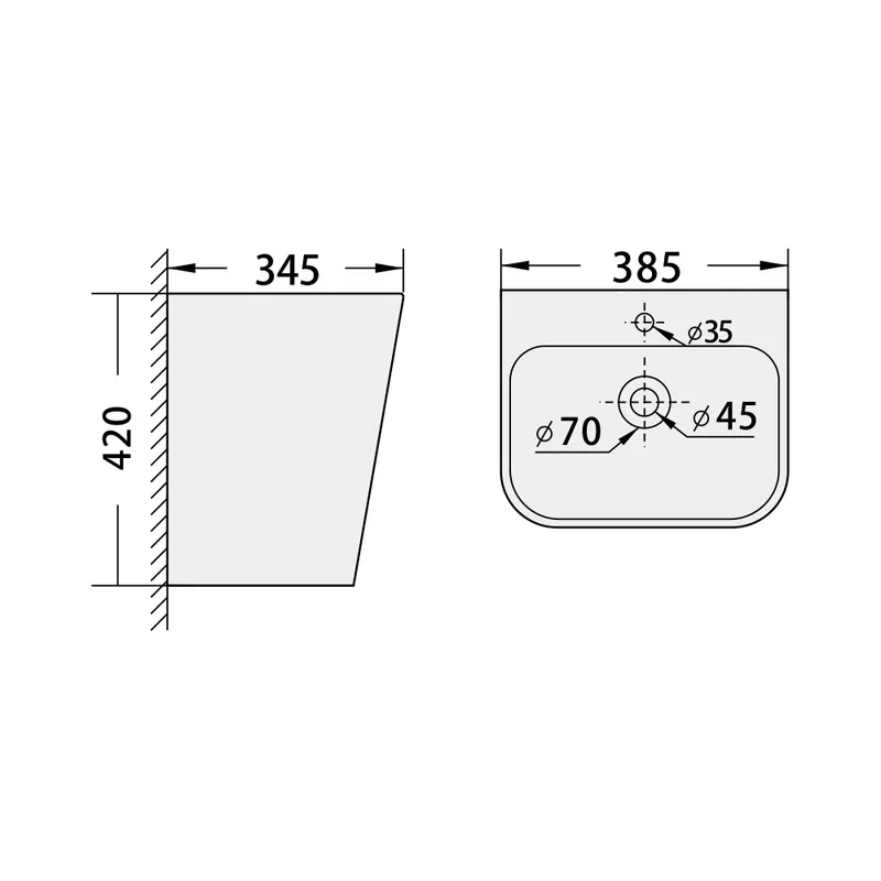 BC-FJH-5800D Wall Hung Ceramic Basin
