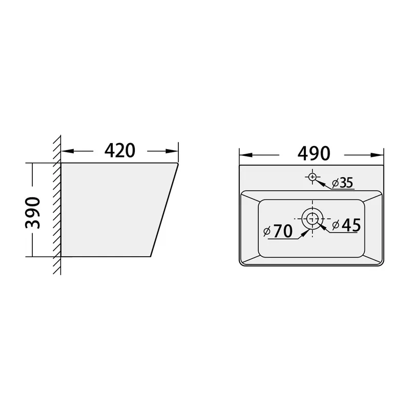 BC-FJH-7200 Wall Hung Ceramic Basin