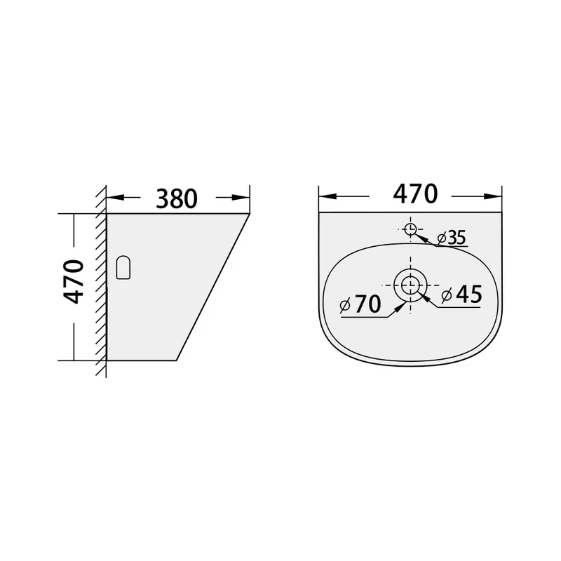 BC-FJH-7600 Wall Hung Ceramic Basin