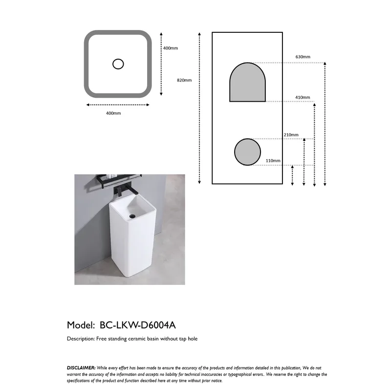 BC LKW D6004A Free Standing Basin