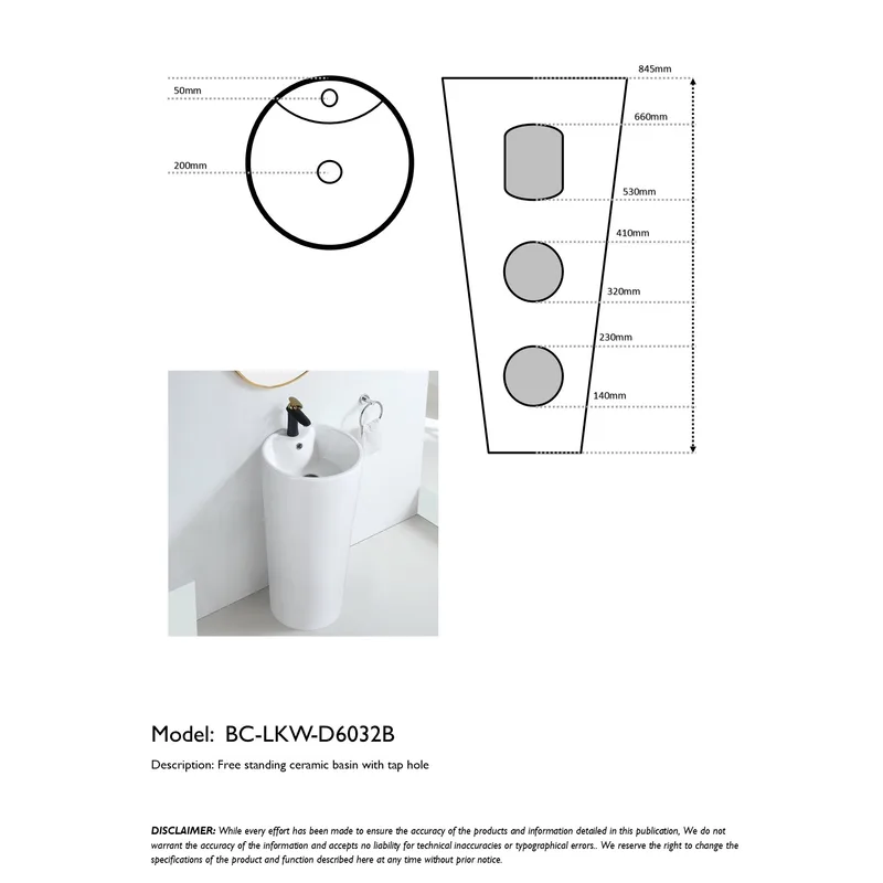BC-LKW-D6032B Free Standing Ceramic Basin