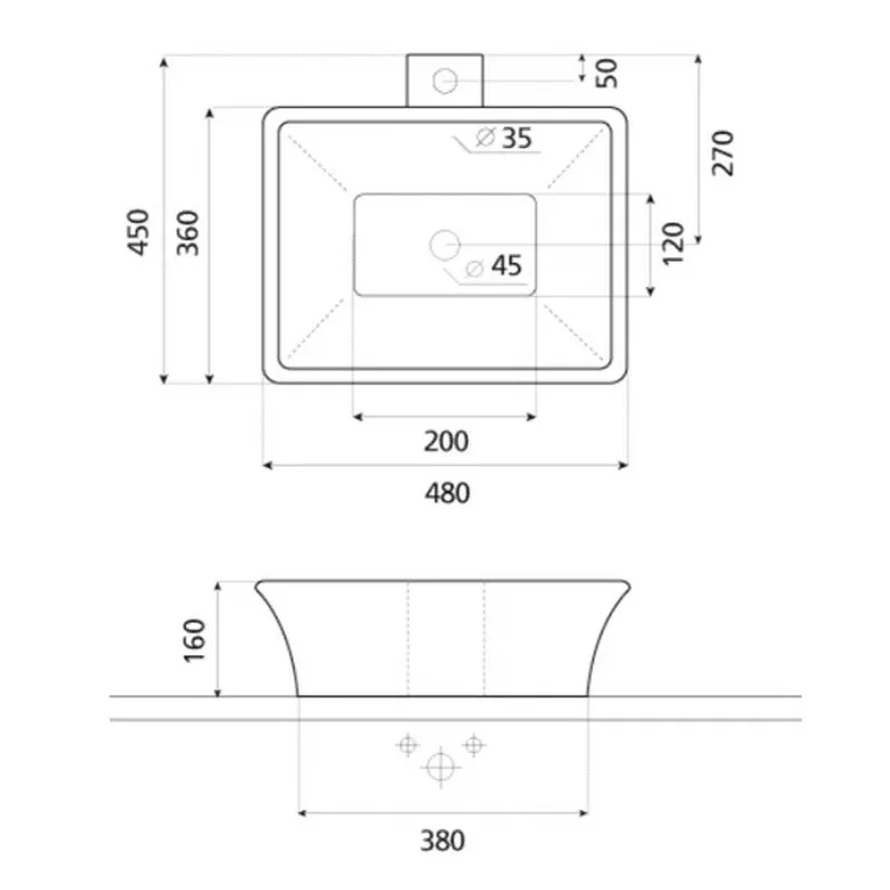BCO0016B Ceramic Over-Counter Basin