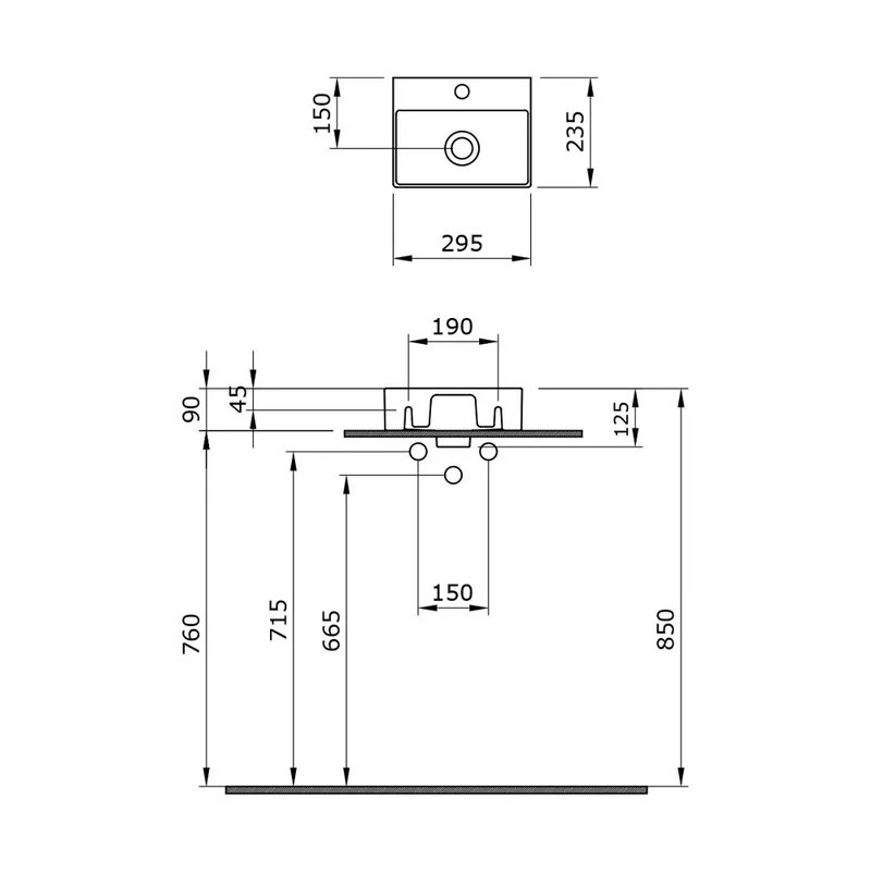 BOCCHI 1470 Sottile Slim Line Ceramic Basin