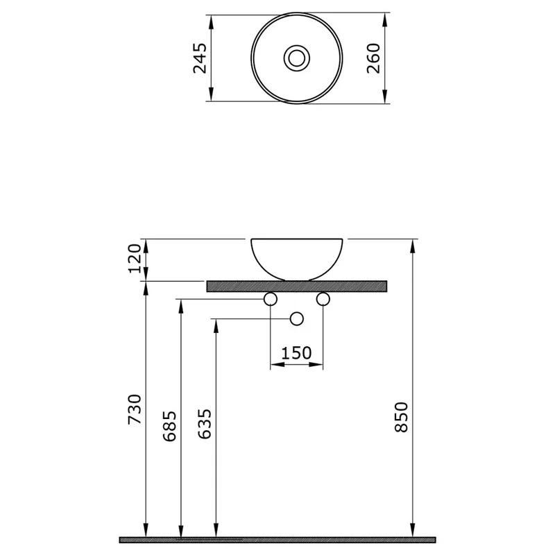 BOCCHI 1471 Sottile Slim Line Ceramic Basin