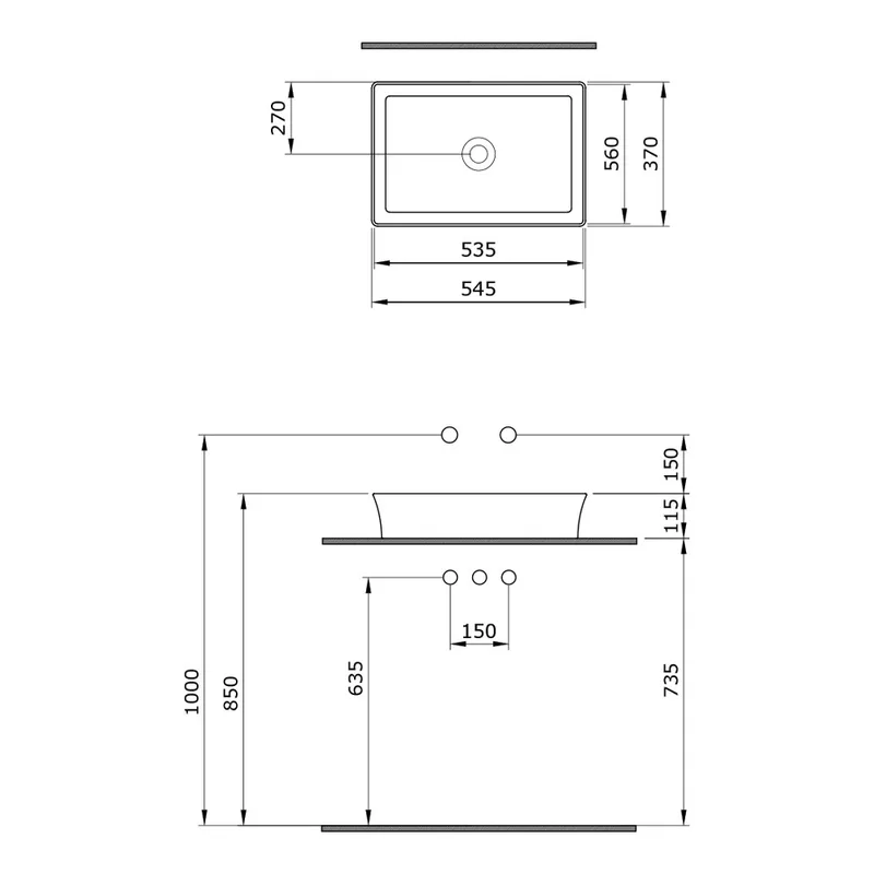 BOCCHI 1476 Sottile Slim Line Ceramic Basin