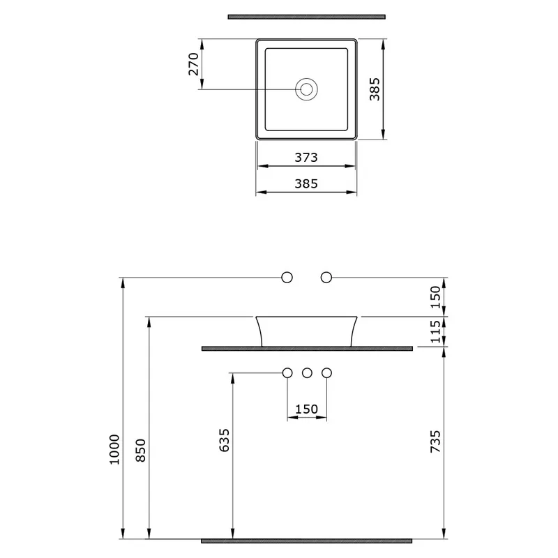 BOCCHI 1477 Sottile Slim Line Ceramic Basin