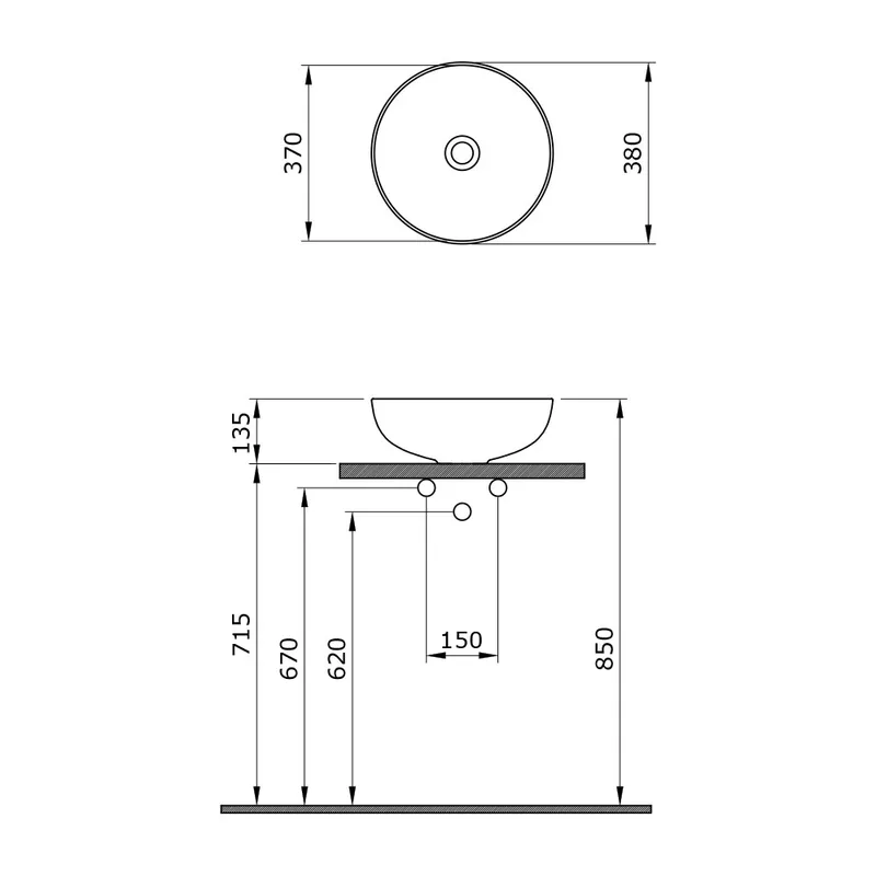 BOCCHI 1494 Sottile Slim Line Ceramic Basin
