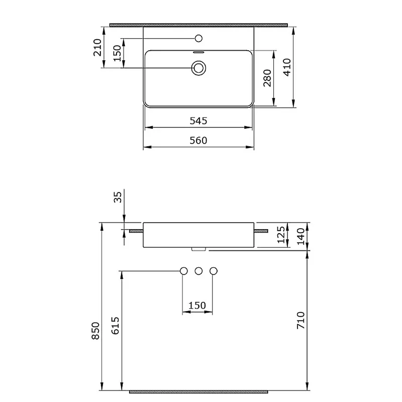 BOCCHI 1526 Milano Semi Ceramic Basin