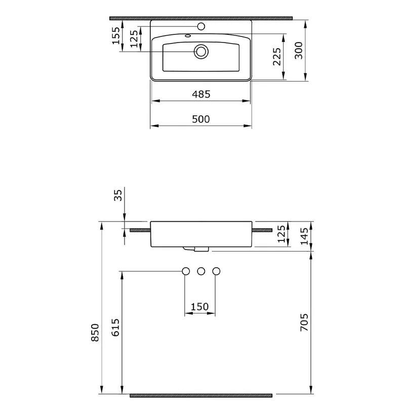 BOCCHI 1543 Milano Semi Ceramic Basin