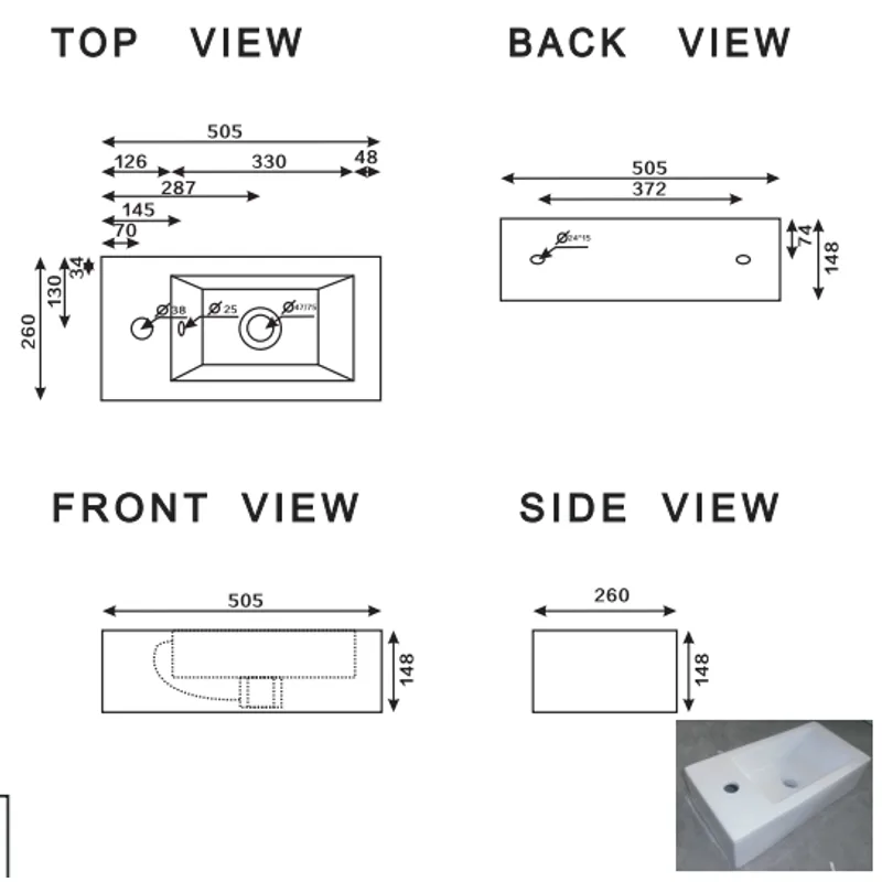BT3402 Wall-Mounted Basin