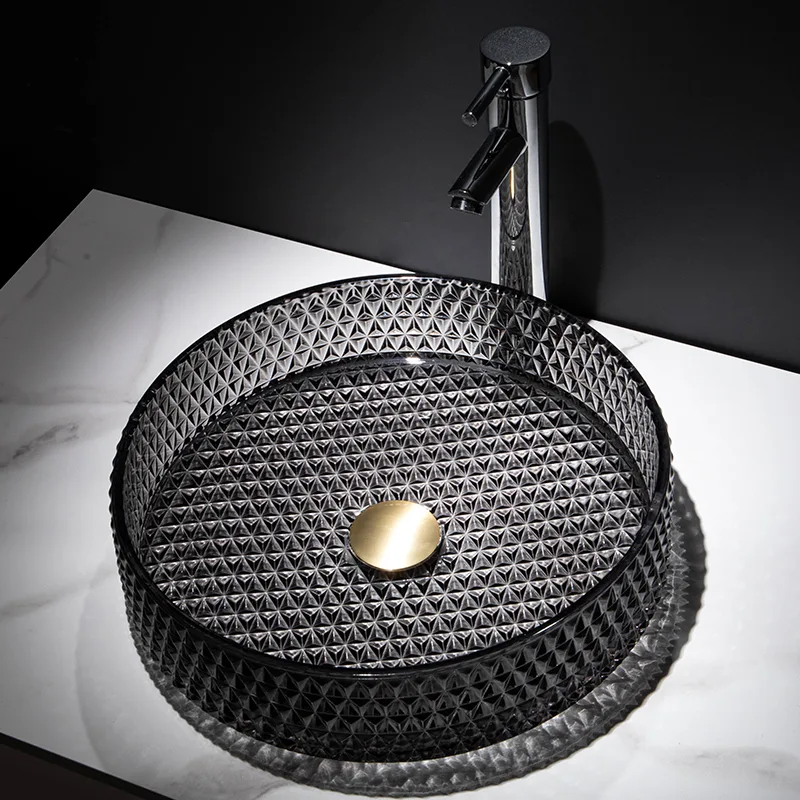 BW21-004 Crystal Glass Basin Black