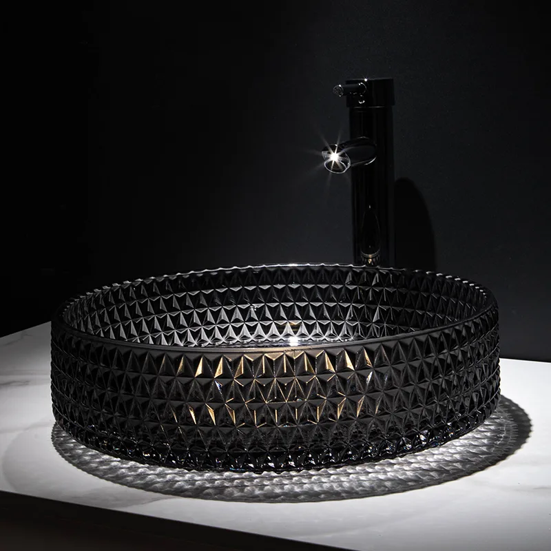 BW21-004 Crystal Glass Basin Black