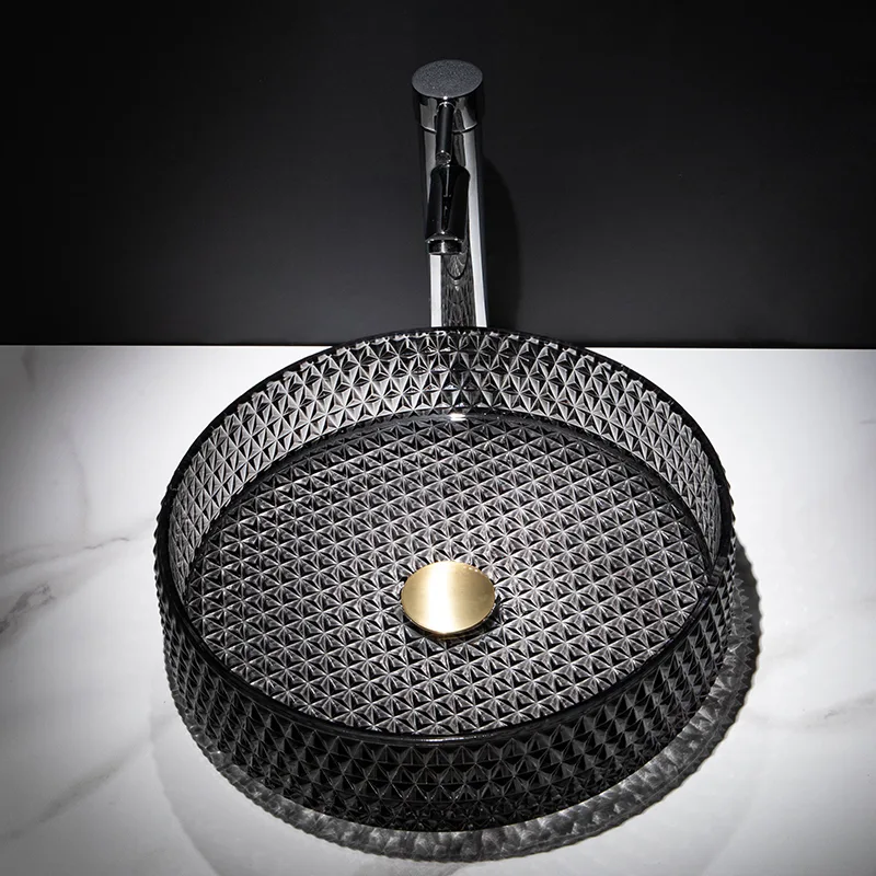 BW21-004 Crystal Glass Basin Black