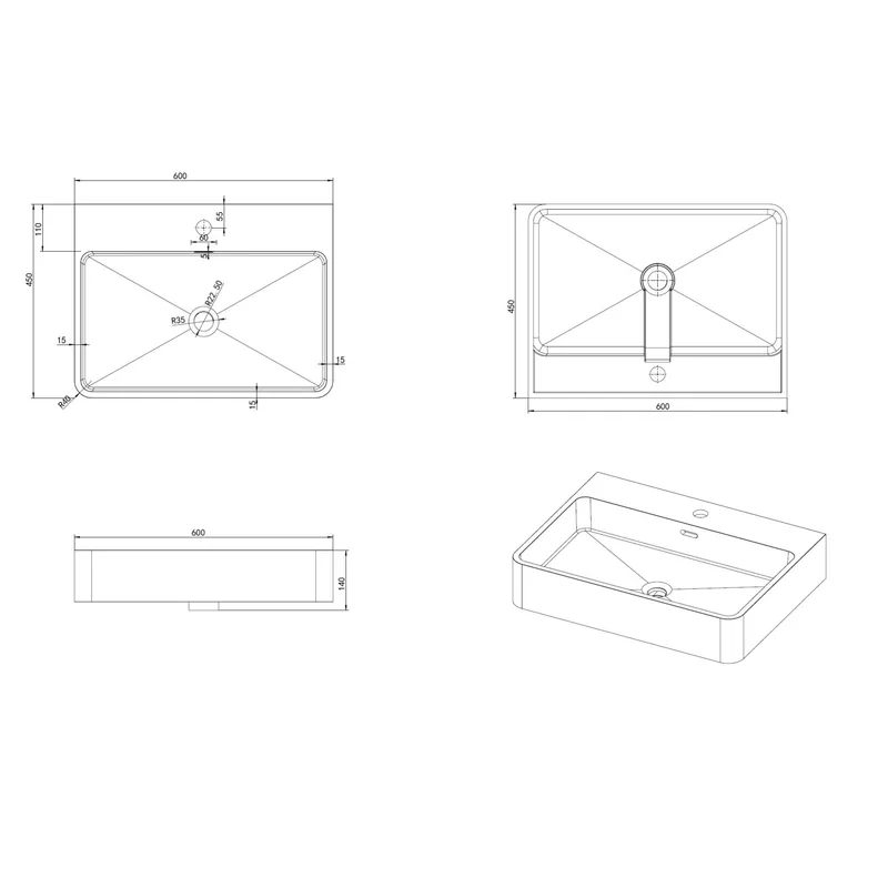 D12 Counter-Top Basin