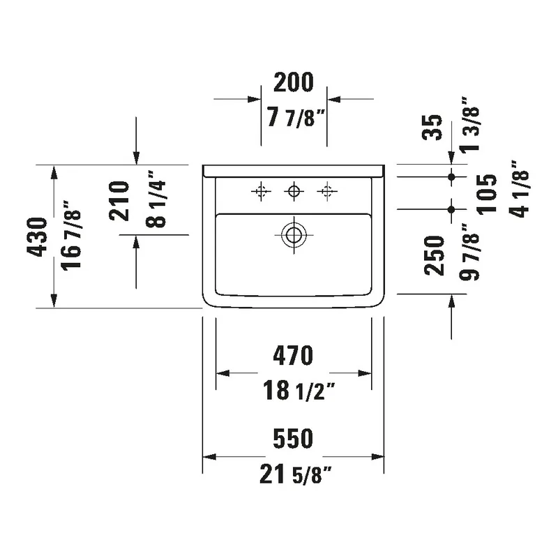Duravit 030055 Starck 3 Wall Hung Basin