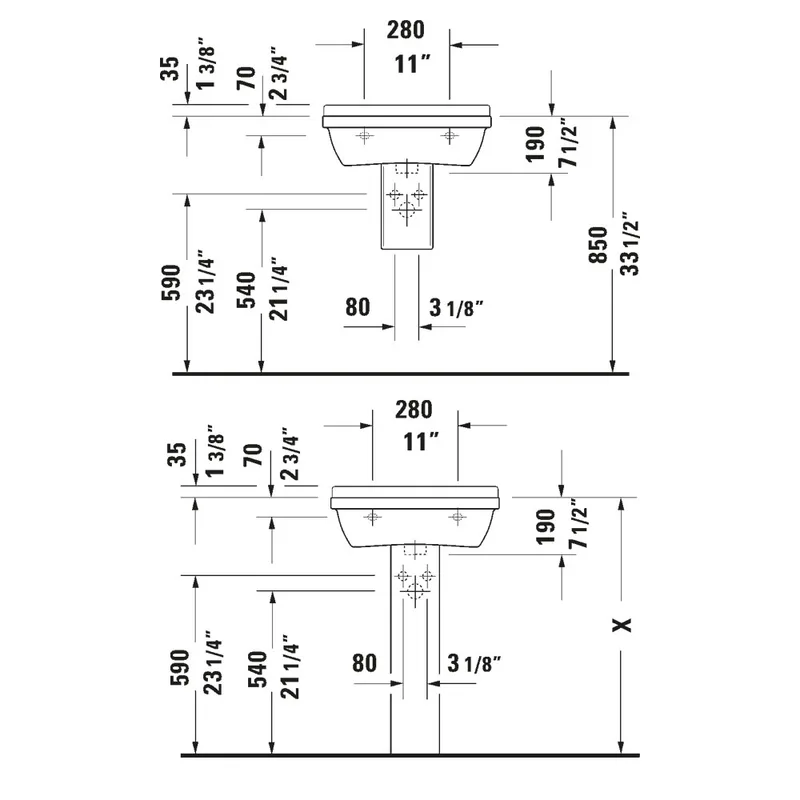 Duravit 030055 Starck 3 Wall Hung Basin