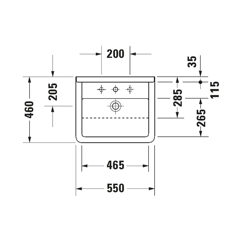 Duravit 031055 Starck 3 Semi Recessed Ceramic Basin