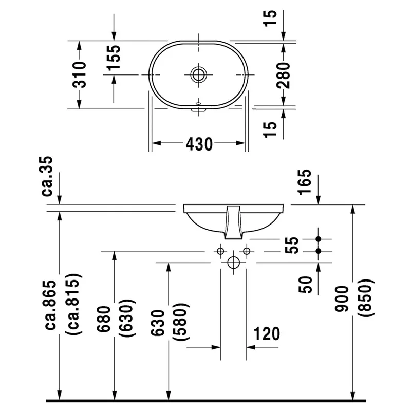 Duravit 033643 Under-Counter Wash Basin