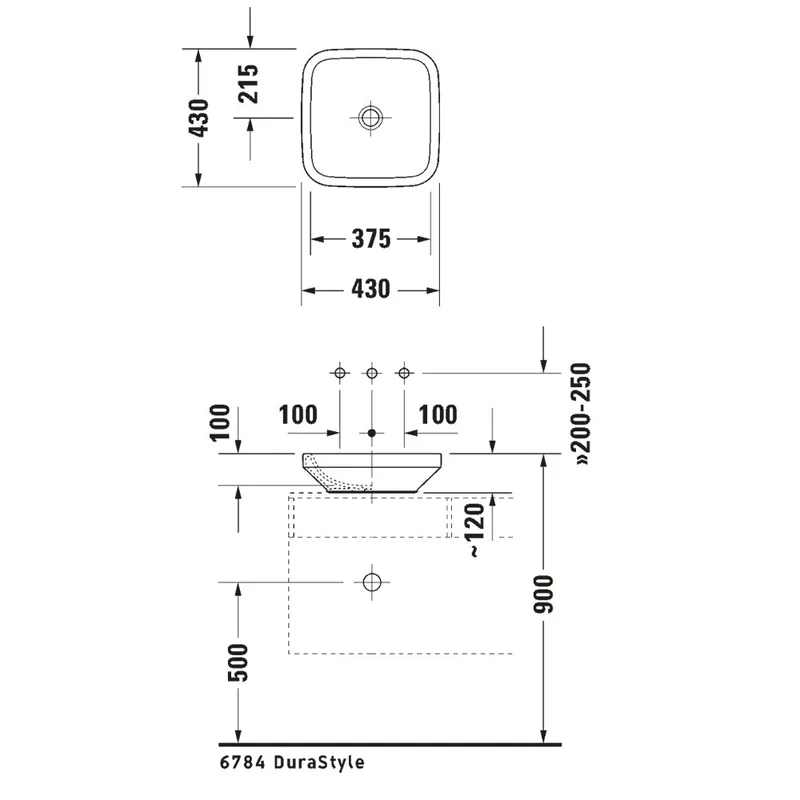 Duravit 034943 DuraStyle Over Counter Ceramic Basin