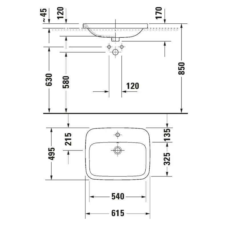 Duravit 037462 DuraStyle Countertop Inset Basin