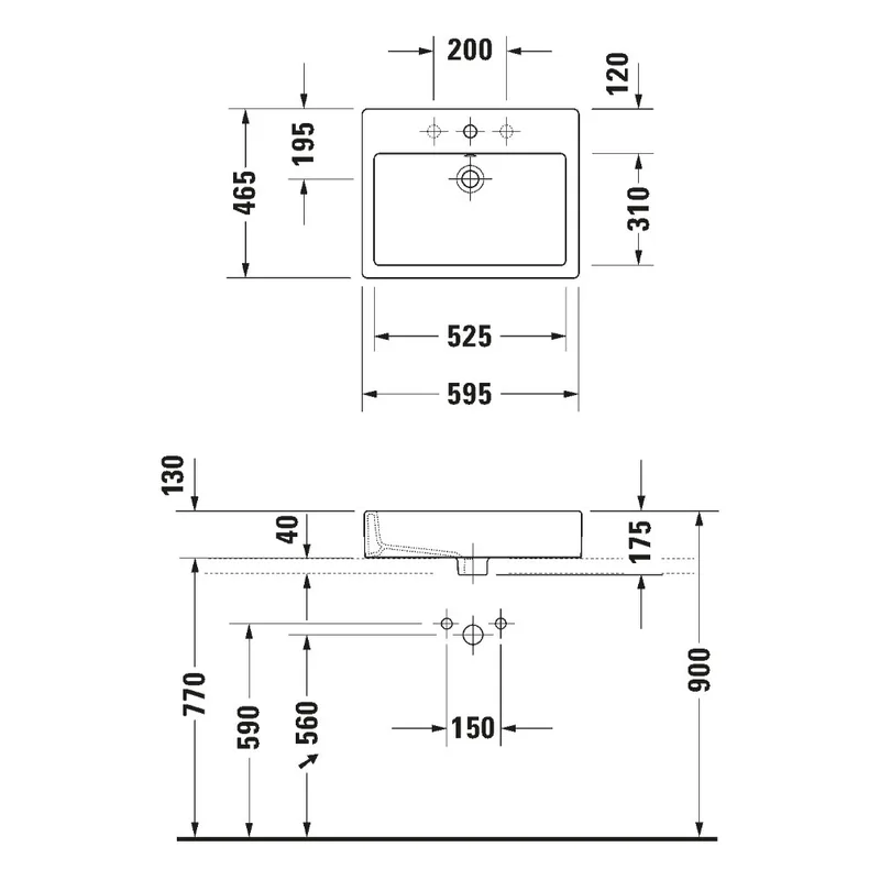 Duravit 045260 Vero Over Counter Ceramic Basin