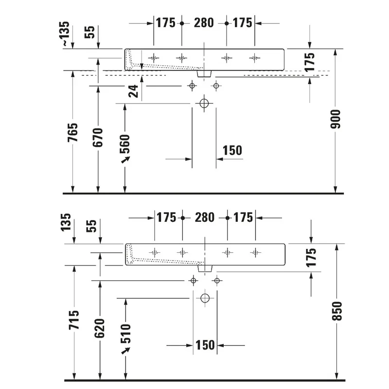 Duravit 045410-0030 Vero Wall Hung Basin