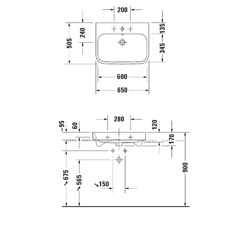 Duravit 231865 Wall Hung Basin