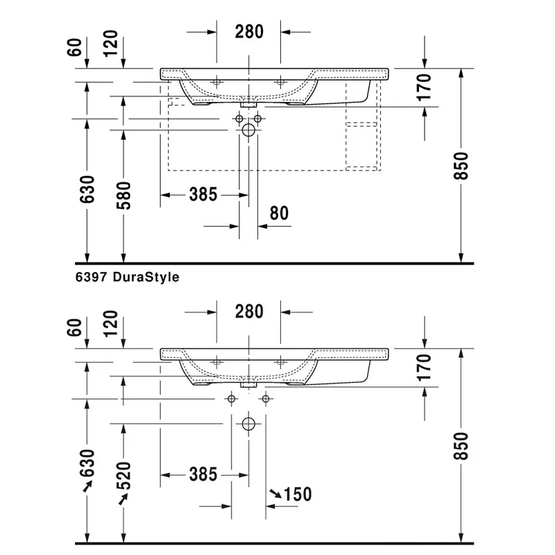 Duravit 232510 DuraStyle Wall-Hung/Cabinet Basin