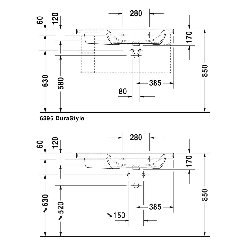 Duravit 232610 DuraStyle Wall-Hung/Cabinet Basin