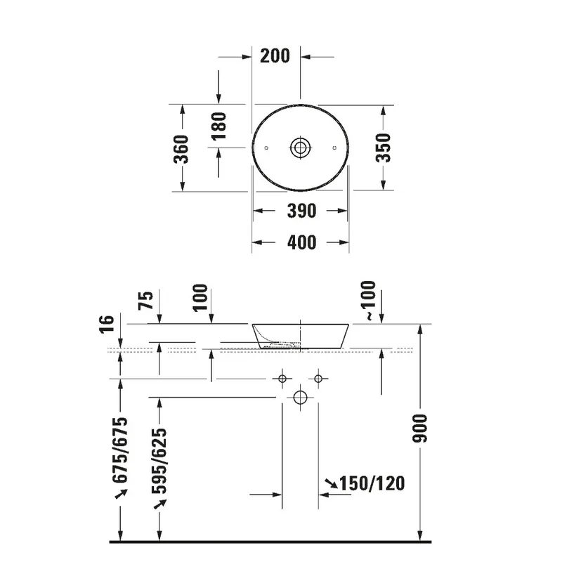 Duravit 232840 Overcounter Ceramic Basin