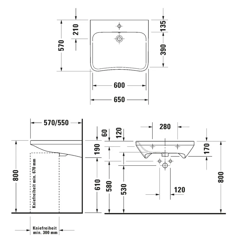 Duravit 232965 DuraStyle Handicap Basin