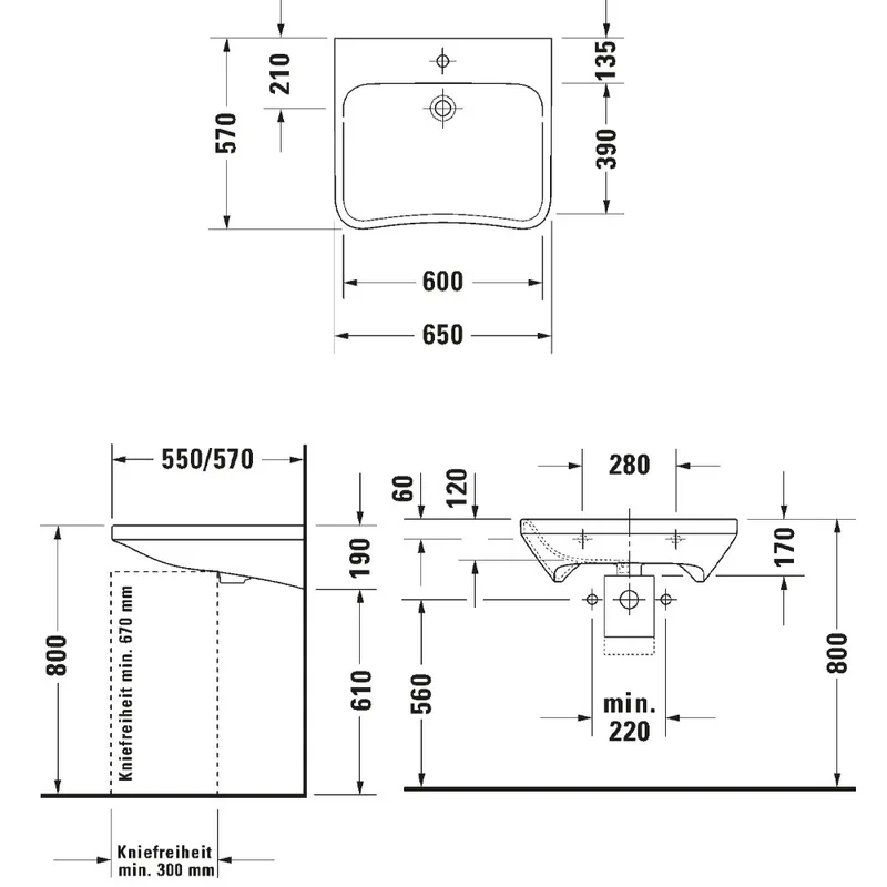 Duravit 233065 DuraStyle Handicap Basin