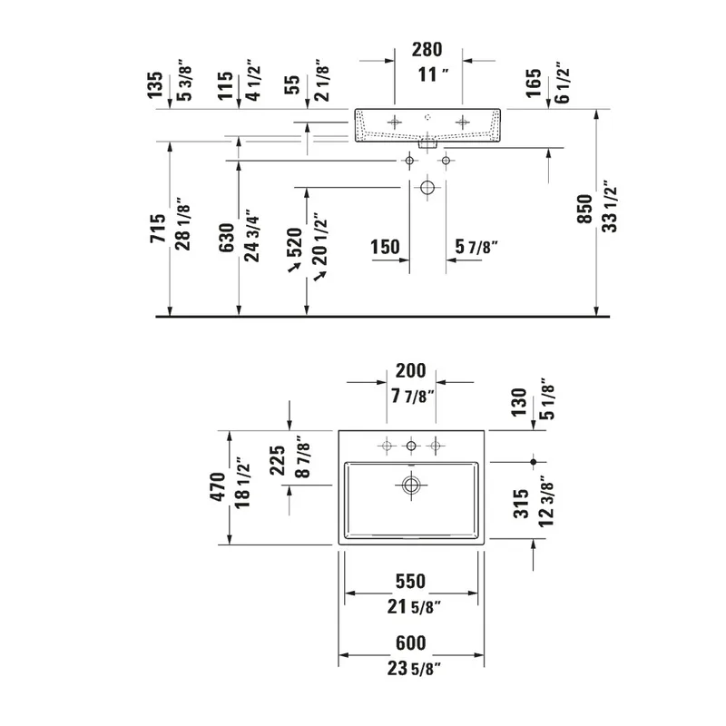 Duravit 235060 Vero Air Wall Hung Basin